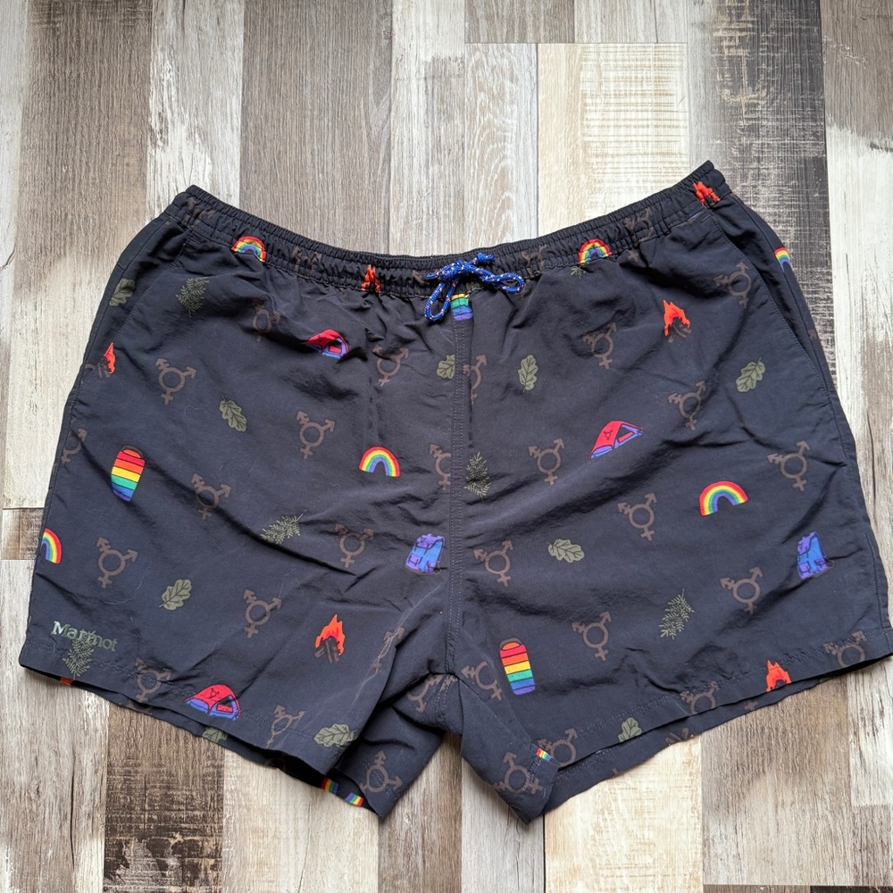 Marmot Juniper Springs Pride Trans Outdoor Patterned Shorts with Rainbow Accents